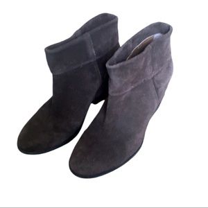Franco Sarto Suede Dark Brown Wedge Bootie